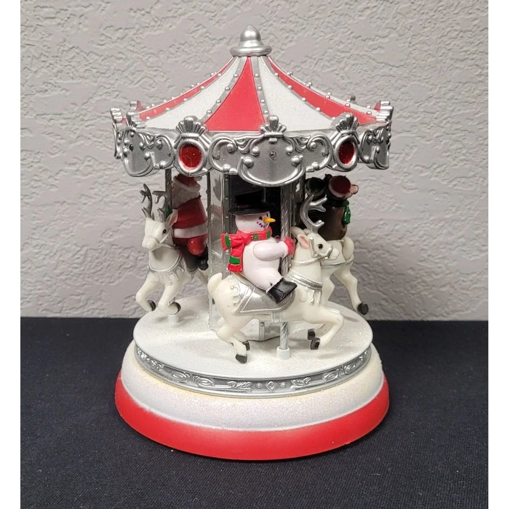 Pan Asian Creations Light Up Musical Christmas Merry Go Round Carousel Santa